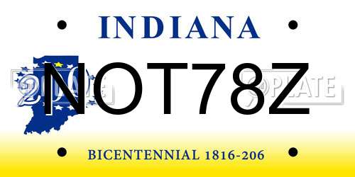 NOT78Z Indiana License Plate