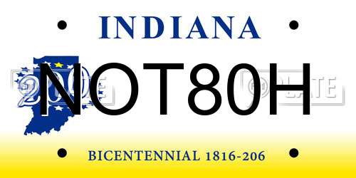 NOT80H Indiana License Plate