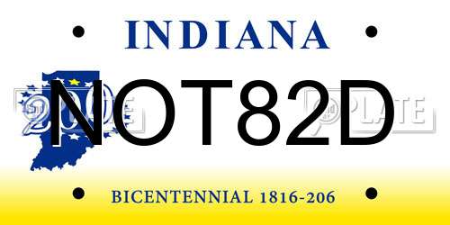 NOT82D Indiana License Plate