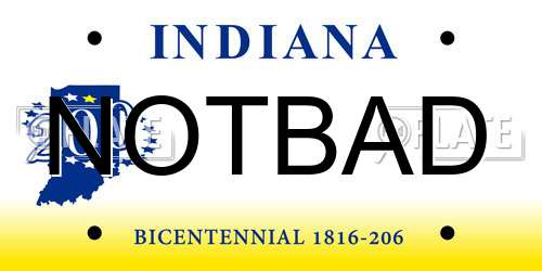 NOTBAD Indiana License Plate