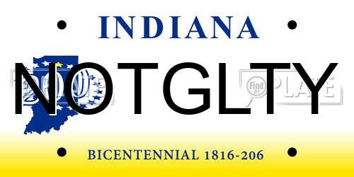 NOTGLTY Indiana License Plate