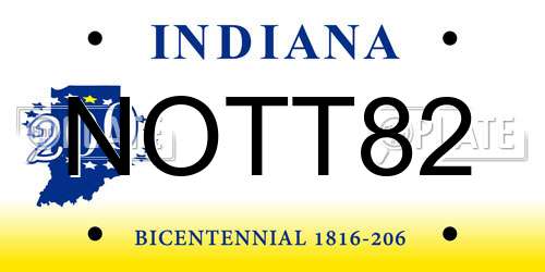 NOTT82 Indiana License Plate