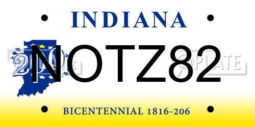 NOTZ82 Indiana License Plate