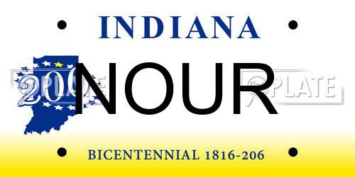 NOUR Indiana License Plate