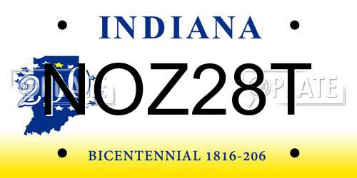 NOZ28T Indiana License Plate