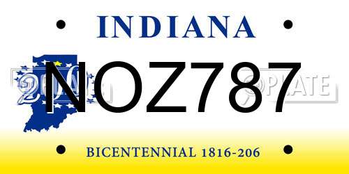 NOZ787 Indiana License Plate