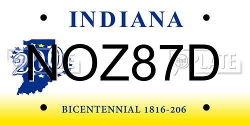 NOZ87D Indiana License Plate
