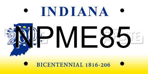 NPME85 Indiana License Plate