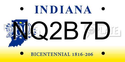 NQ2B7D Indiana License Plate