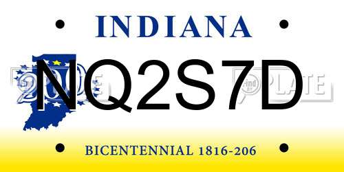 NQ2S7D Indiana License Plate