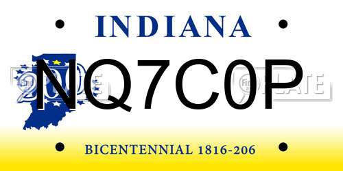 NQ7C0P Indiana License Plate