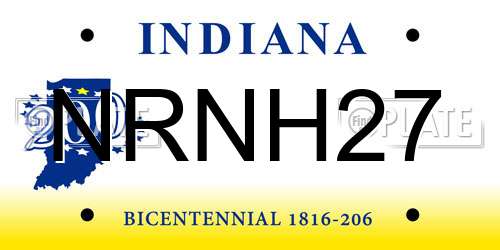 NRNH27 Indiana License Plate