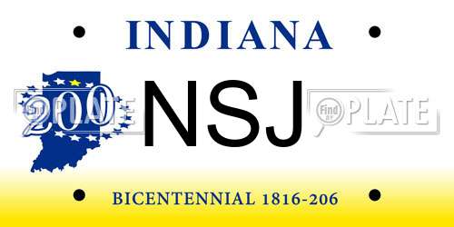 NSJ Indiana License Plate