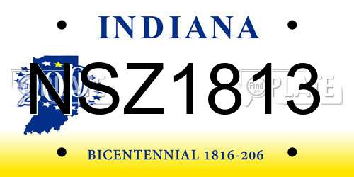 NSZ1813 Indiana License Plate