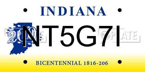 NT5G7I Indiana License Plate