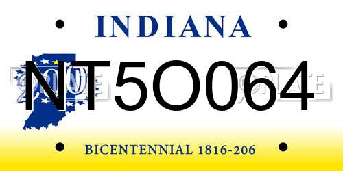 NT5O064 Indiana License Plate
