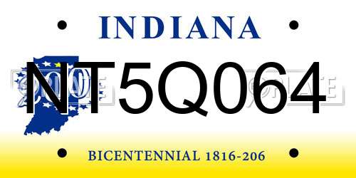 NT5Q064 Indiana License Plate