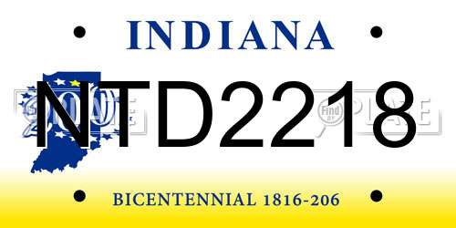 NTD2218 Indiana License Plate