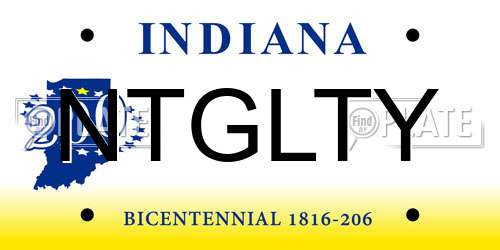 NTGLTY Indiana License Plate