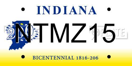 NTMZ15 Indiana License Plate