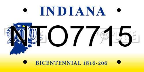 NTO7715 Indiana License Plate