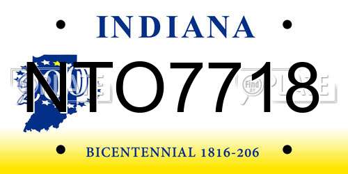 NTO7718 Indiana License Plate