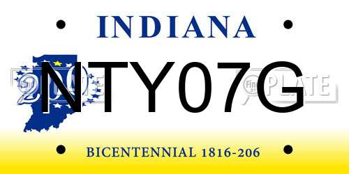 NTY07G Indiana License Plate