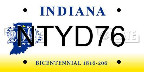 NTYD76 Indiana License Plate