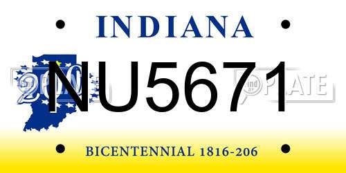 NU5671 Indiana License Plate