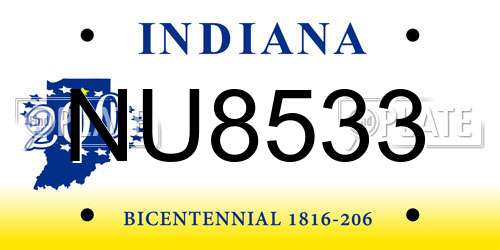 NU8533 Indiana License Plate