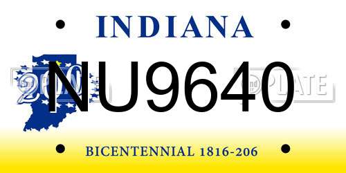 NU9640 Indiana License Plate