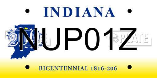 NUP01Z Indiana License Plate
