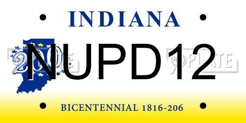 NUPD12 Indiana License Plate
