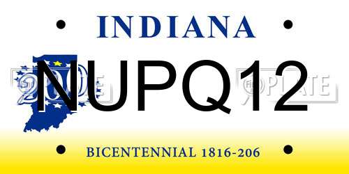 NUPQ12 Indiana License Plate