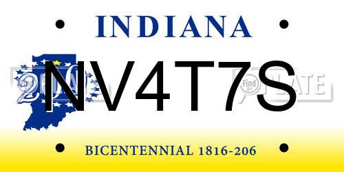 NV4T7S Indiana License Plate