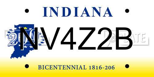 NV4Z2B Indiana License Plate