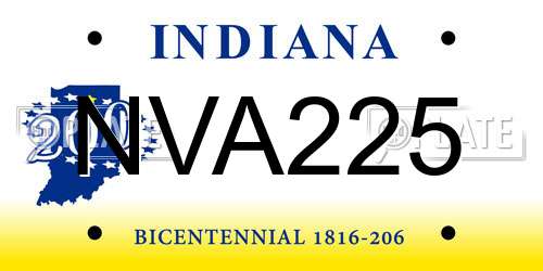 NVA225 Indiana License Plate