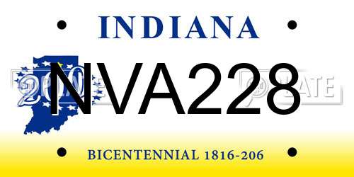 NVA228 Indiana License Plate