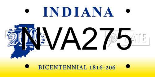 NVA275 Indiana License Plate