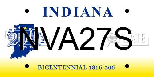 NVA27S Indiana License Plate
