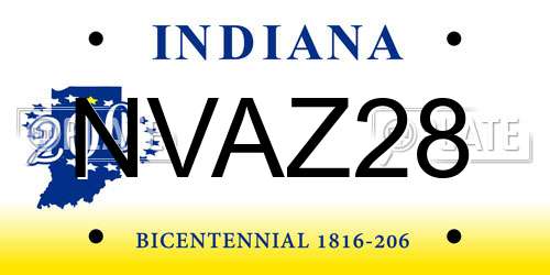 NVAZ28 Indiana License Plate