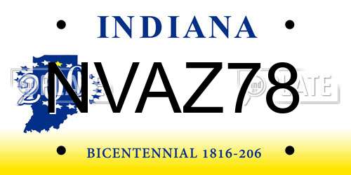 NVAZ78 Indiana License Plate