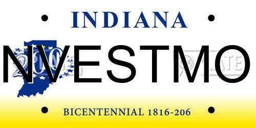 NVESTMO Indiana License Plate