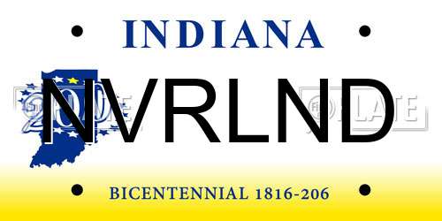 NVRLND Indiana License Plate