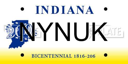 NYNUK Indiana License Plate