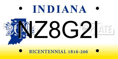 NZ8G2I Indiana License Plate
