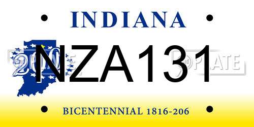 NZA131 Indiana License Plate