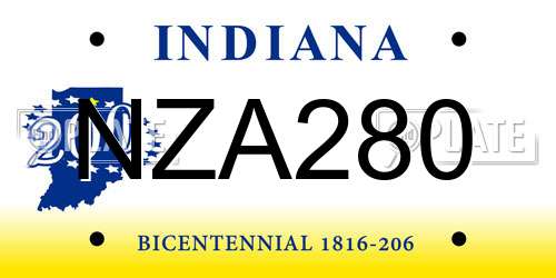 NZA280 Indiana License Plate