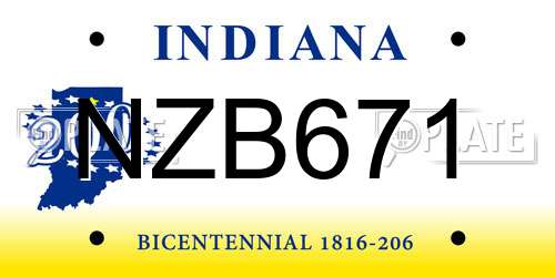 NZB671 Indiana License Plate