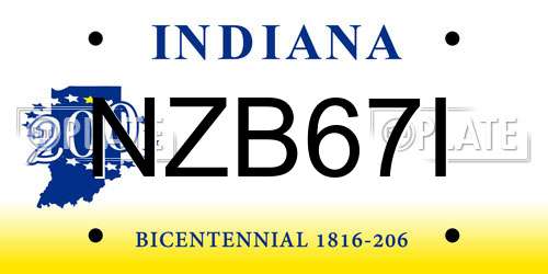NZB67I Indiana License Plate